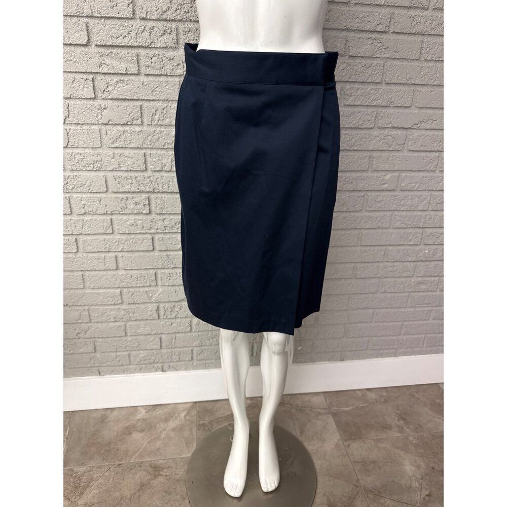 346 Brooks Brothers Women's Stretch Navy Faux Wrap Pencil Skirt Size 6
